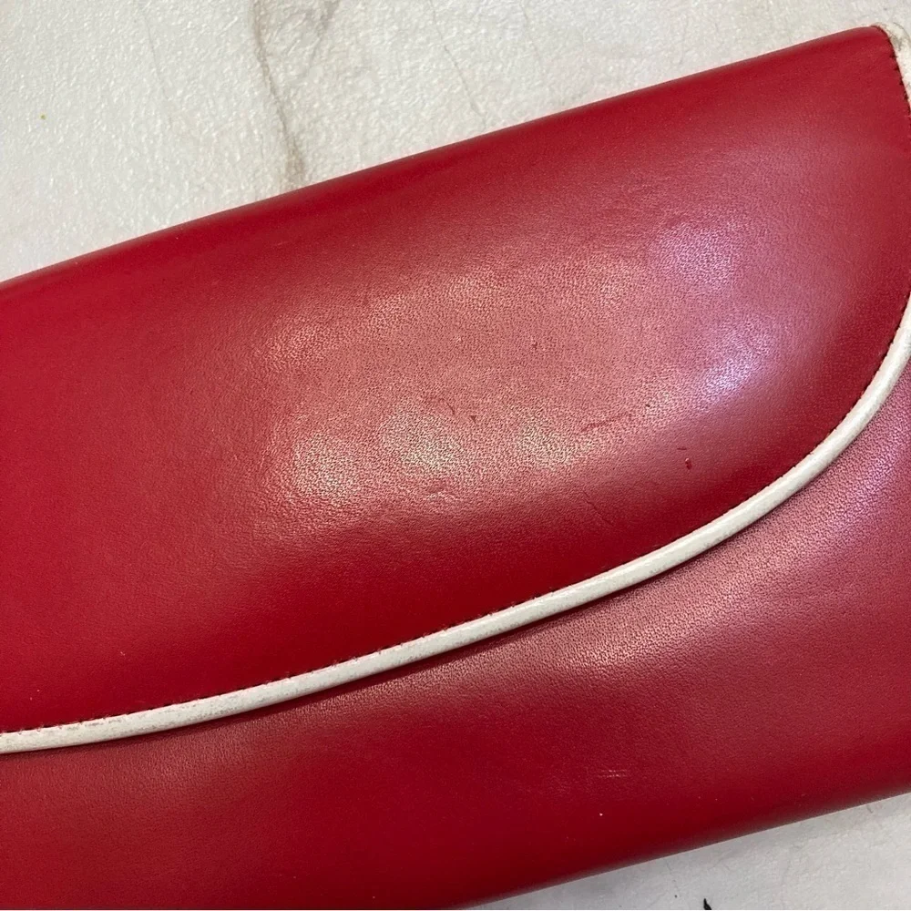 Dior vintage red and white leather wallet rare